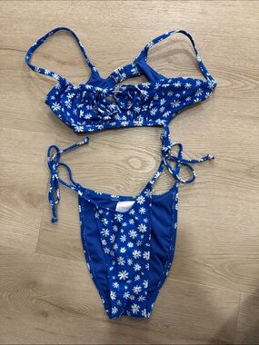 Blue Daisy Tie-Side Bikini